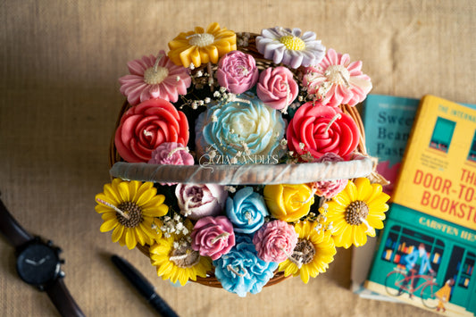 Flower Basket Candle Bouquet