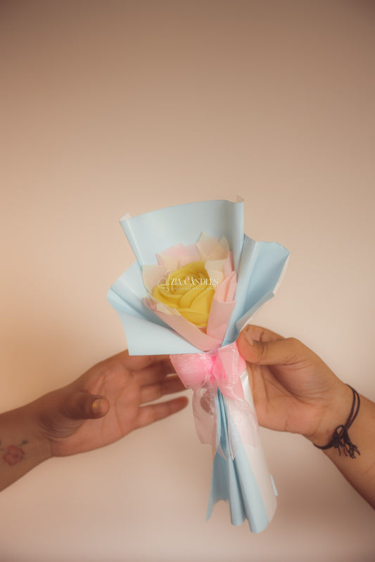 Yellow Rose Candle Bouquet